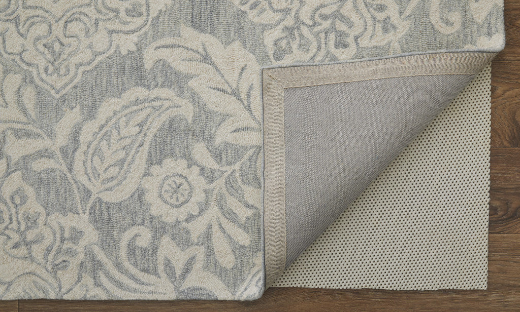 8 x 10 Blue & Ivory Wool Paisley Tufted Handmade Stain Resistant Rug