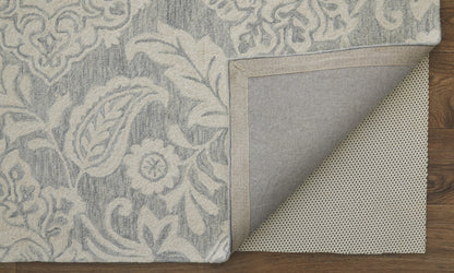 8 x 10 Blue & Ivory Wool Paisley Tufted Handmade Stain Resistant Rug