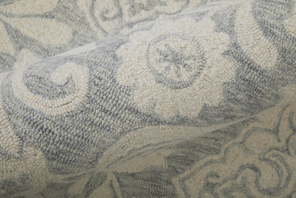 8 x 10 Blue & Ivory Wool Paisley Tufted Handmade Stain Resistant Rug