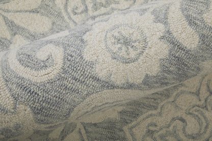 8 x 10 Blue & Ivory Wool Paisley Tufted Handmade Stain Resistant Rug