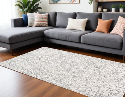 8 x 10 Ivory & Gray Wool Floral Tufted Handmade Stain Resistant Rug