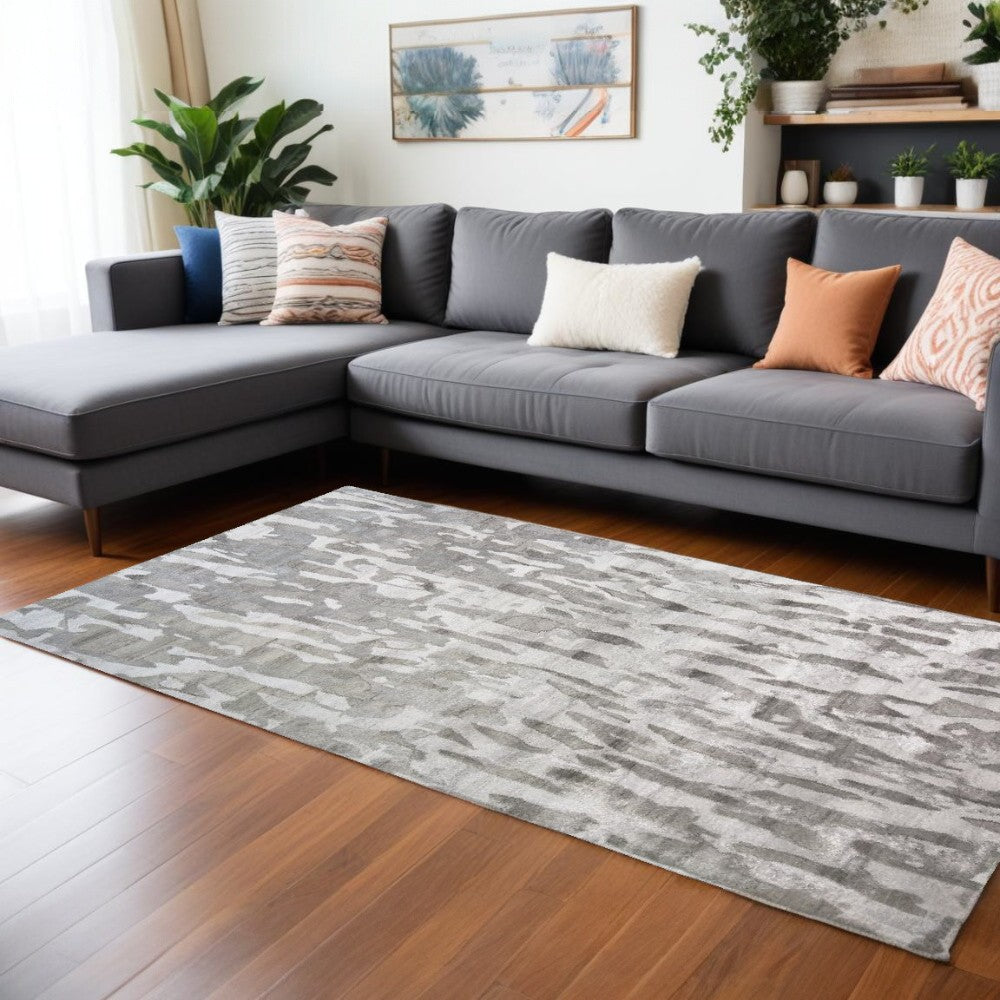 8 x 10 Gray Taupe & Silver Tufted Handmade Rug