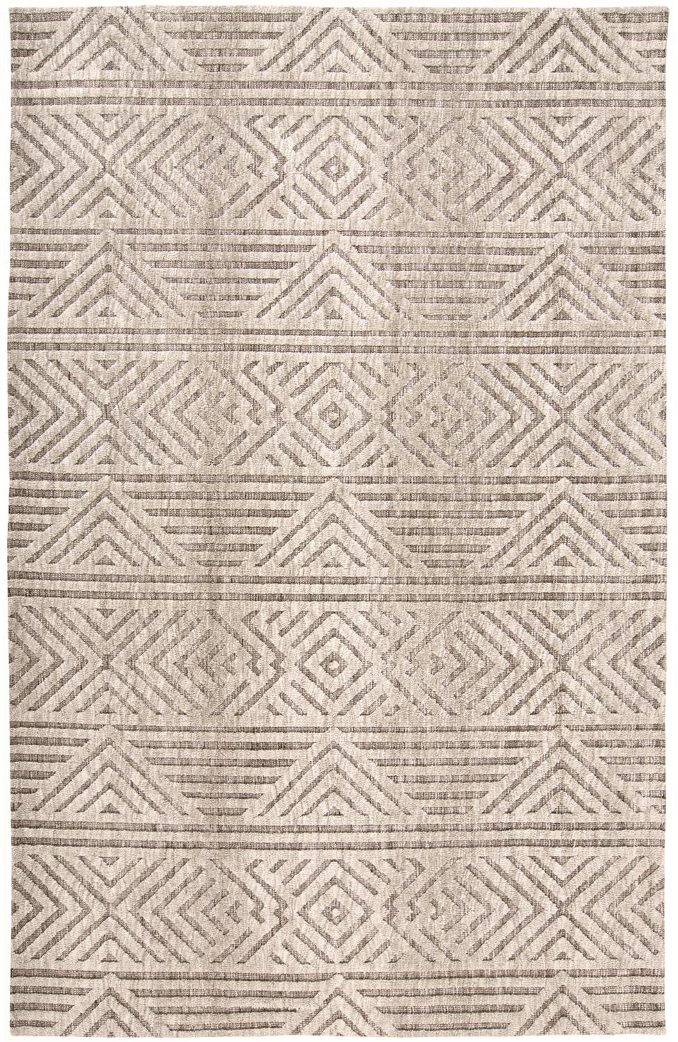10 x 13 Tan Ivory & Brown Geometric Stain Resistant Rug