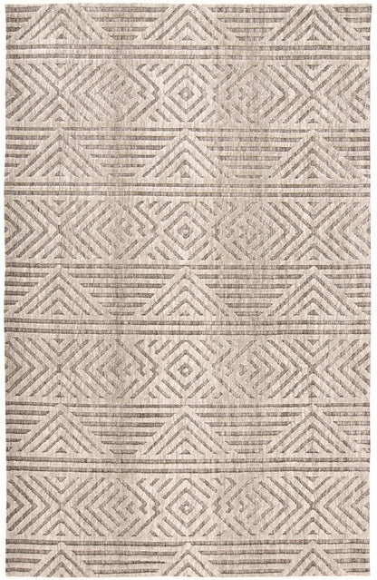 10 x 13 Tan Ivory & Brown Geometric Stain Resistant Rug