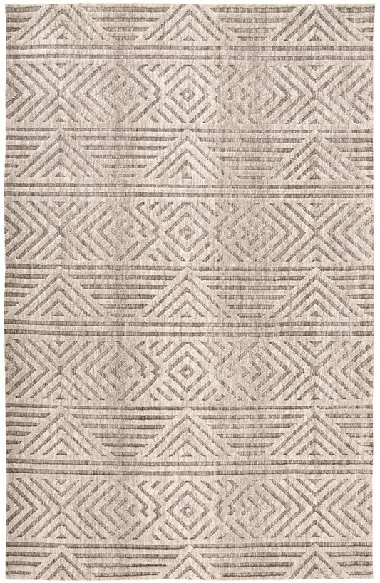 10 x 13 Tan Ivory & Brown Geometric Stain Resistant Rug