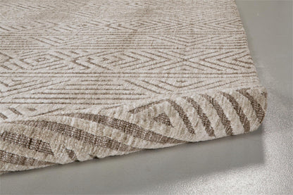 10 x 13 Tan Ivory & Brown Geometric Stain Resistant Rug