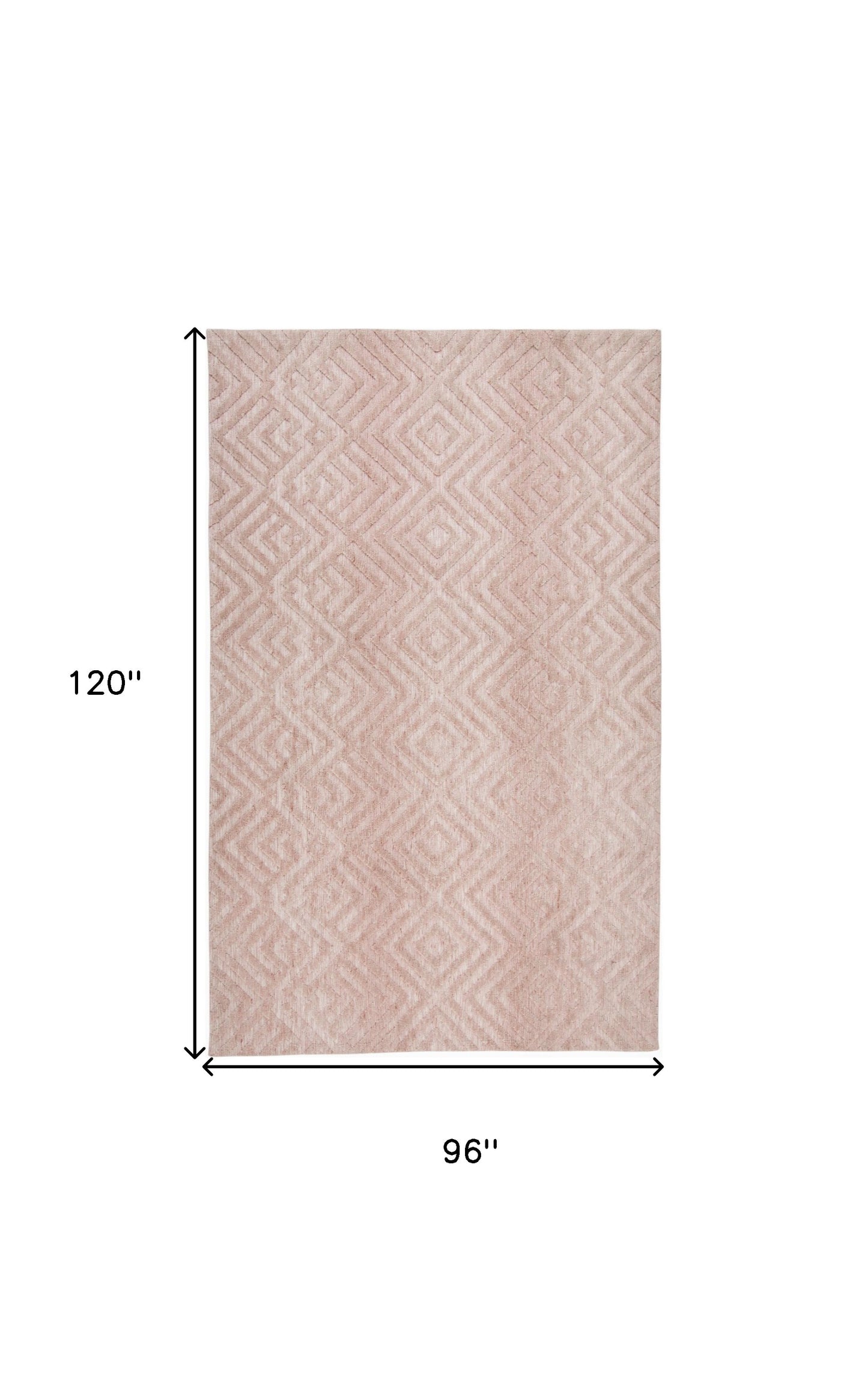 8 x 10 Pink & Ivory Geometric Stain Resistant Rug
