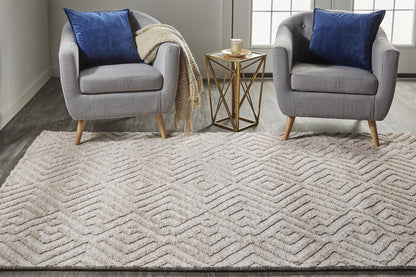 8 x 10 Pink & Ivory Geometric Stain Resistant Rug
