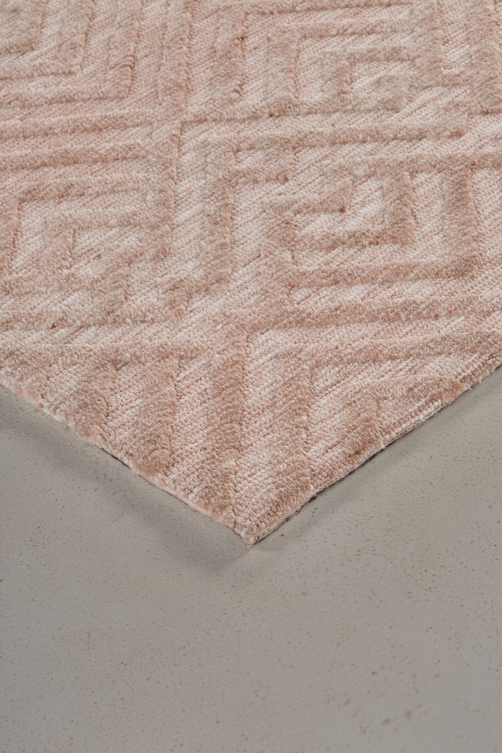 8 x 10 Pink & Ivory Geometric Stain Resistant Rug