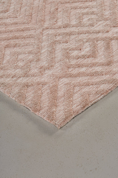 8 x 10 Pink & Ivory Geometric Stain Resistant Rug