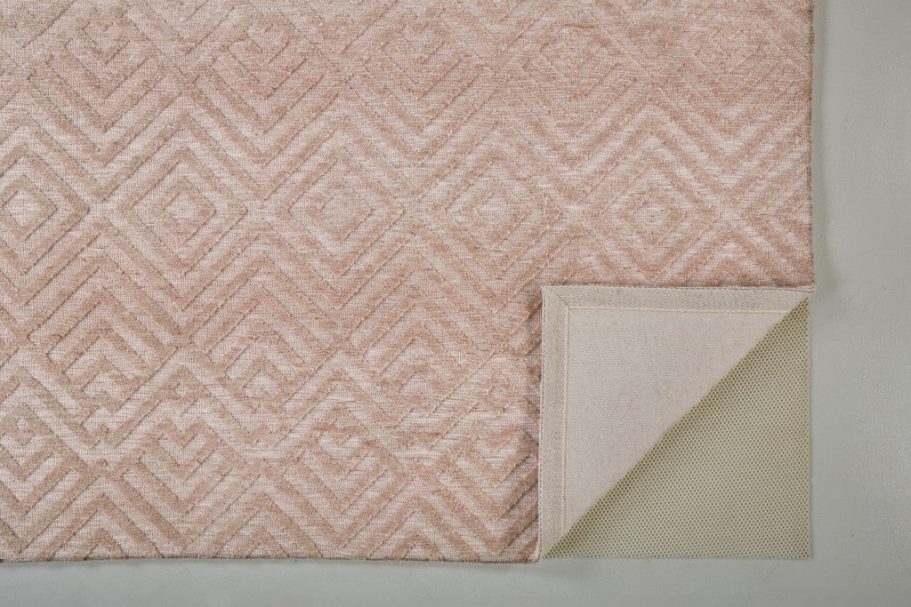 8 x 10 Pink & Ivory Geometric Stain Resistant Rug