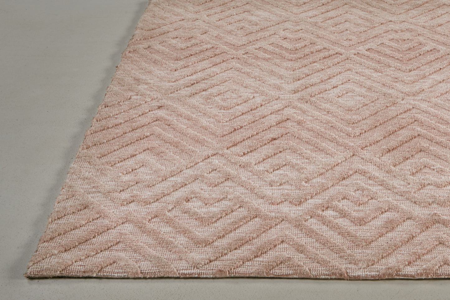 8 x 10 Pink & Ivory Geometric Stain Resistant Rug