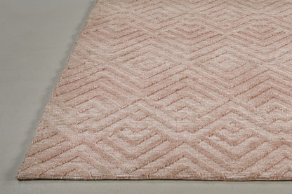 8 x 10 Pink & Ivory Geometric Stain Resistant Rug
