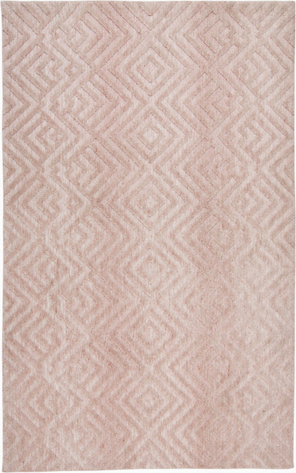 10 x 13 Pink & Ivory Geometric Stain Resistant Rug
