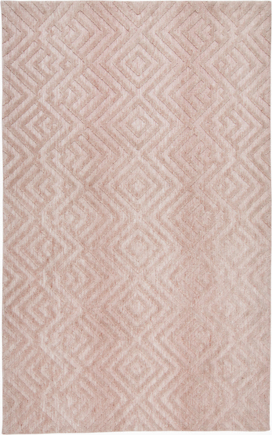 10 x 13 Pink & Ivory Geometric Stain Resistant Rug