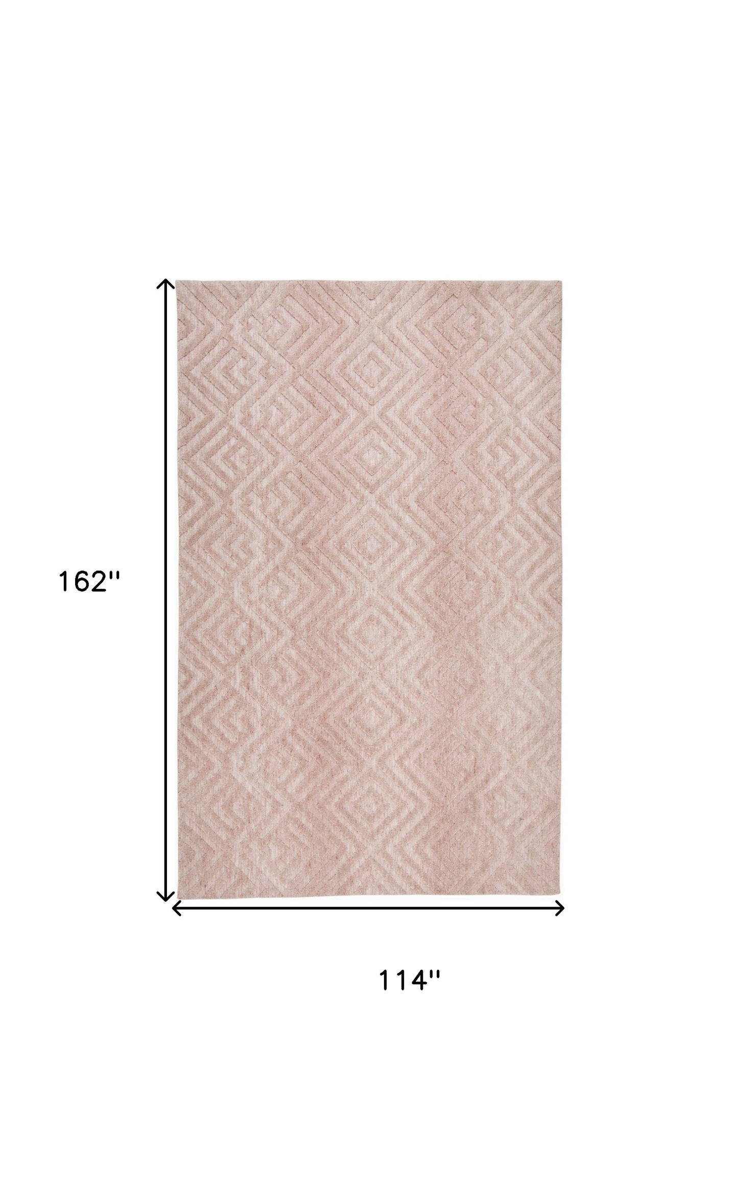 10 x 13 Pink & Ivory Geometric Stain Resistant Rug