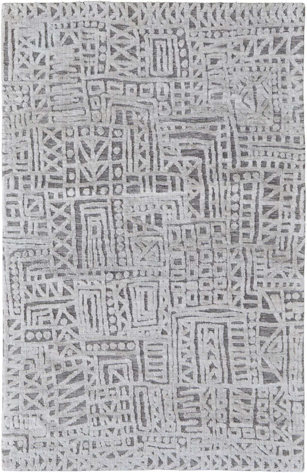 10 x 13 Gray & Silver Geometric Stain Resistant Rug