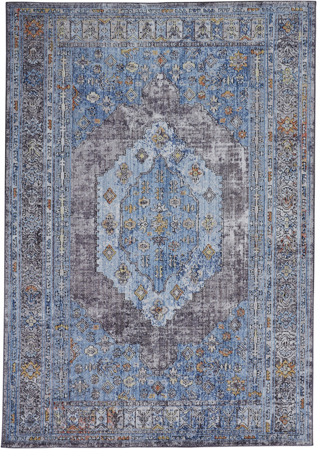 8 x 10 Blue & Gray Floral Rug