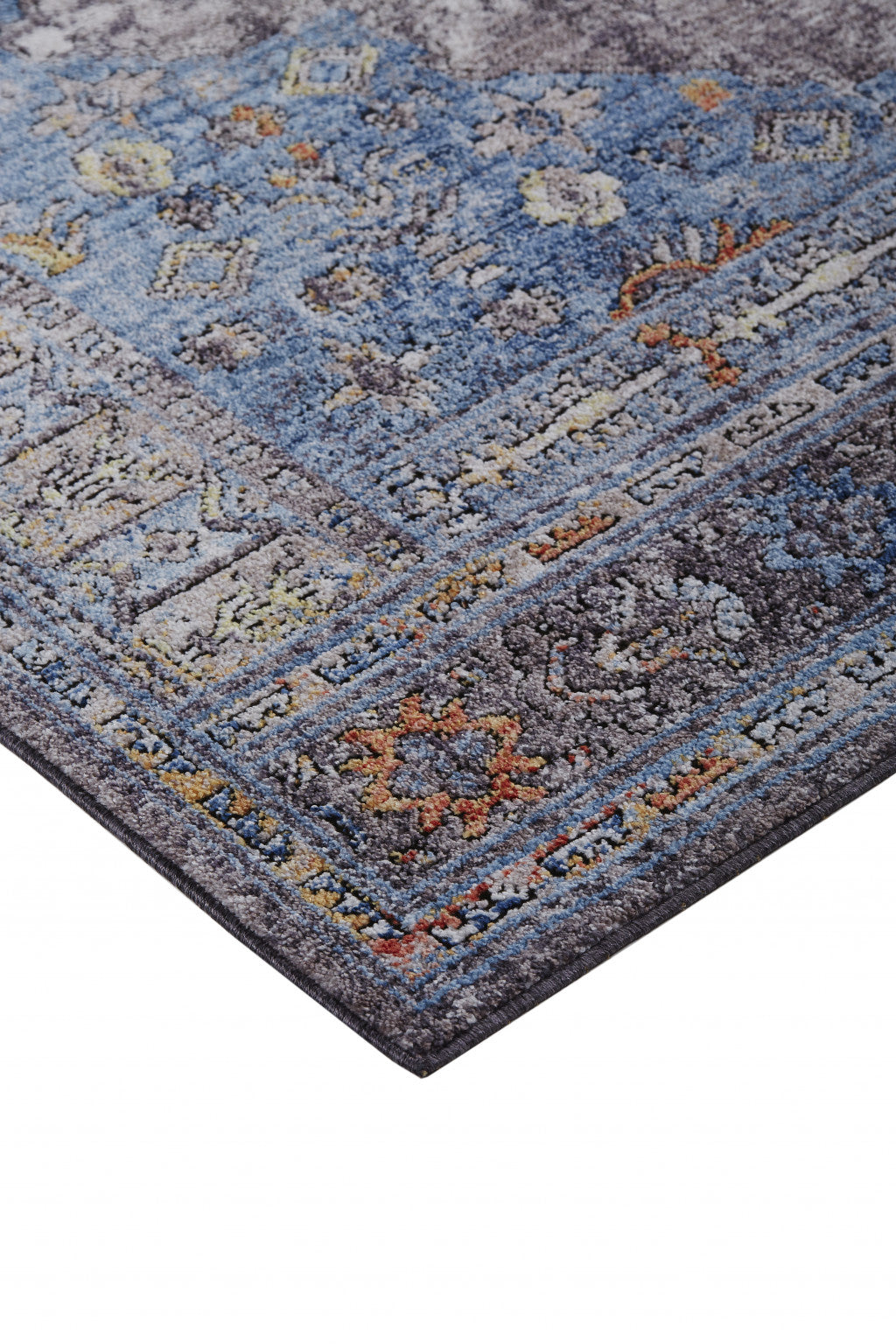 8 x 10 Blue & Gray Floral Rug