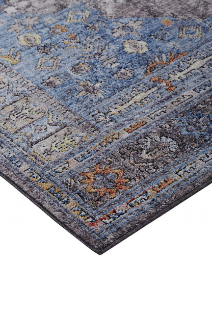 8 x 10 Blue & Gray Floral Rug