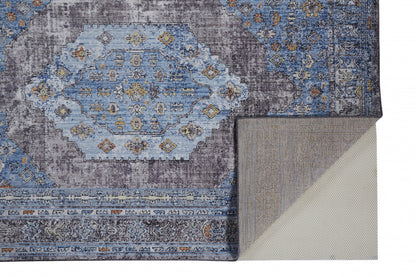 8 x 10 Blue & Gray Floral Rug