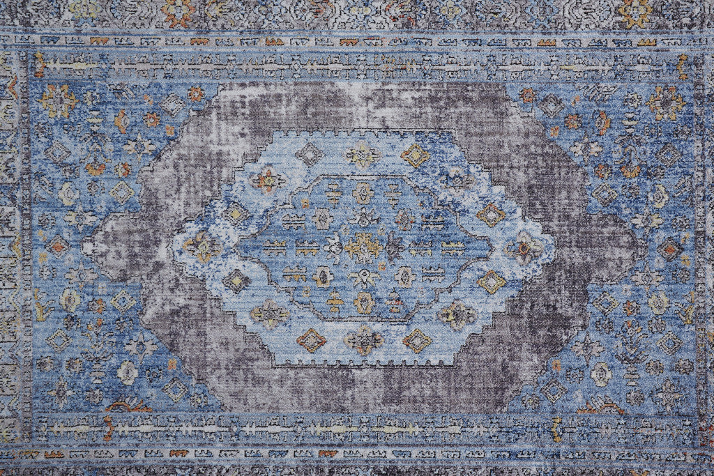 8 x 10 Blue & Gray Floral Rug