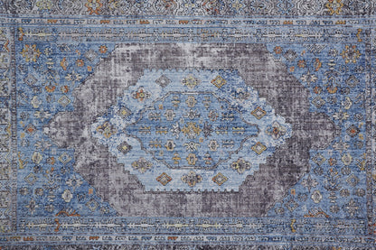 8 x 10 Blue & Gray Floral Rug