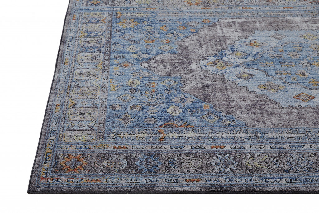 8 x 10 Blue & Gray Floral Rug