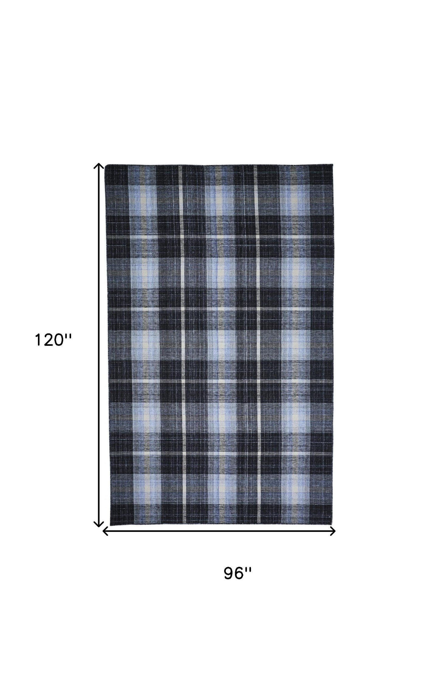 8 x 10 Black Blue & White Hand Woven Stain Resistant Rug