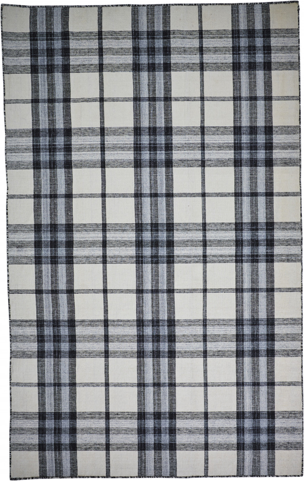 8 x 10 Ivory Blue & Black Hand Woven Stain Resistant Rug