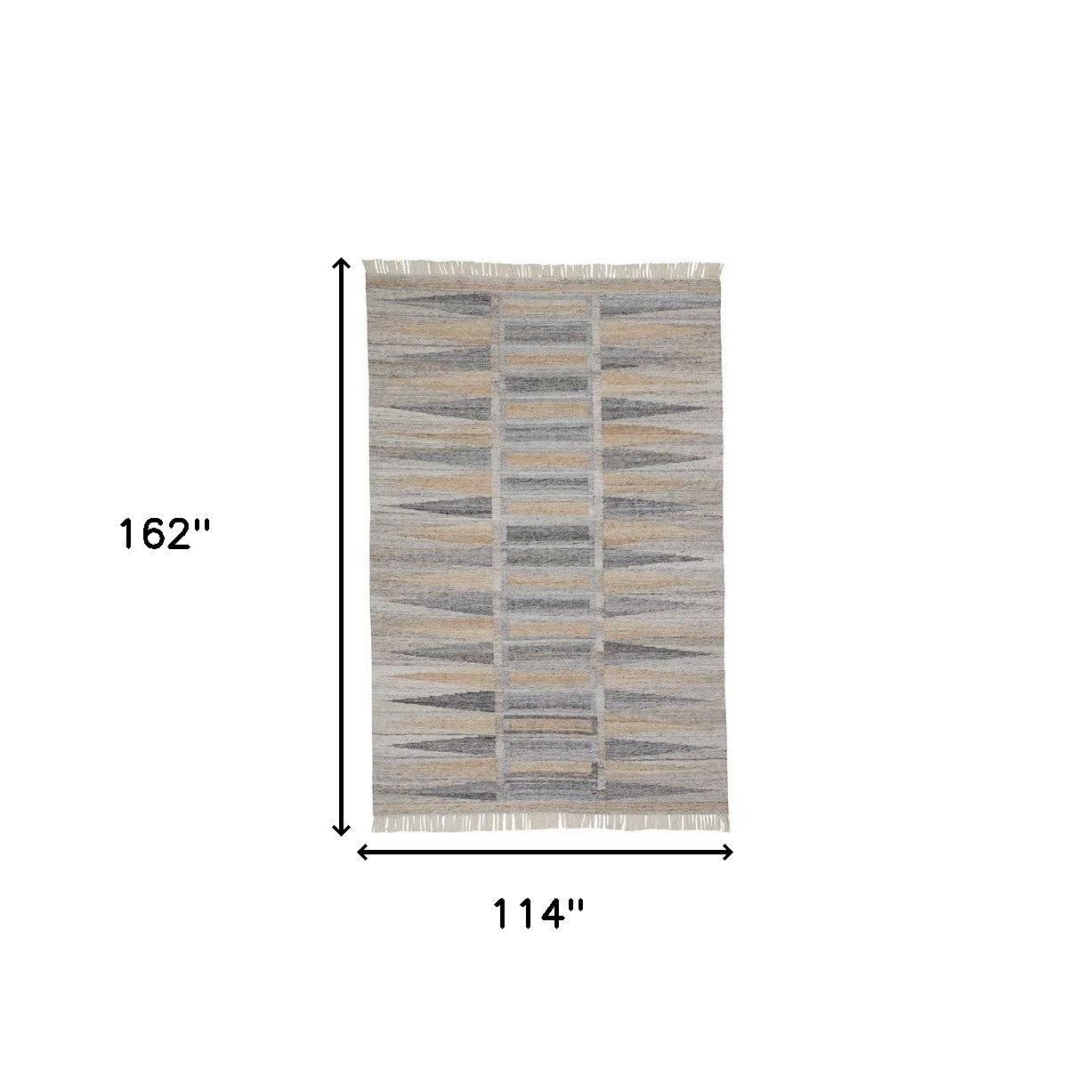 10 x 13 Gray Black & Brown Geometric Hand Woven Rug With Fringe
