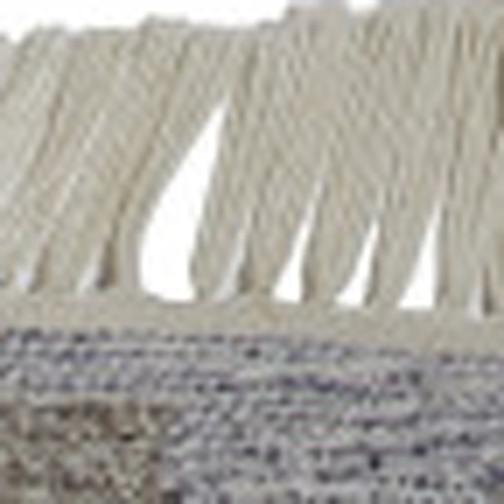 10 x 13 Gray & Brown Geometric Hand Woven Rug With Fringe
