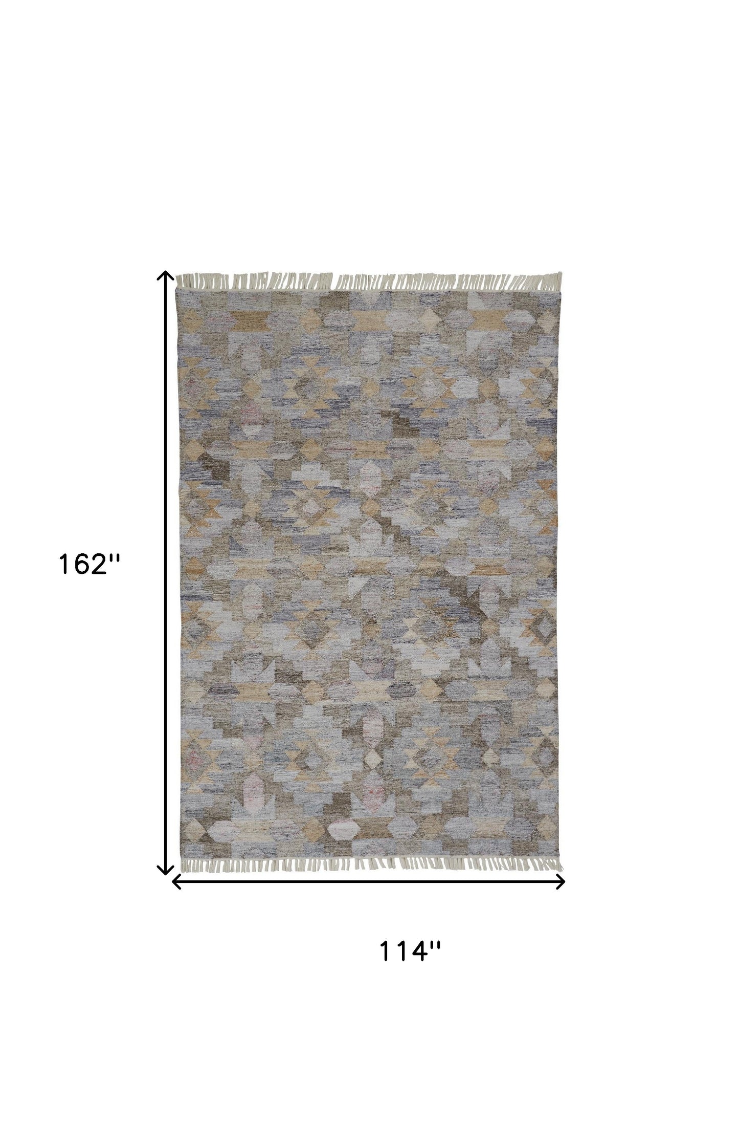 10 x 13 Gray & Brown Geometric Hand Woven Rug With Fringe