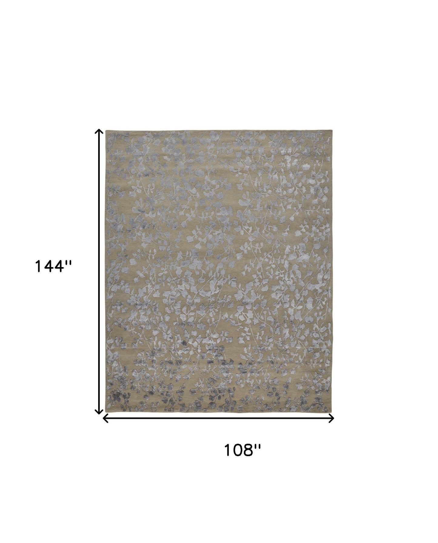 9 x 12 Tan Silver & Gray Wool Floral Tufted Handmade Rug