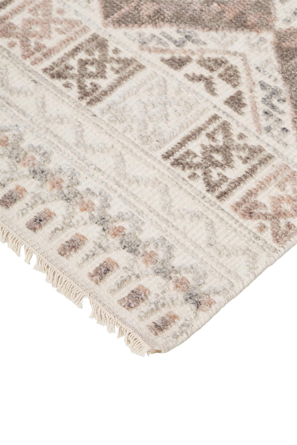 9 x 12 Gray Ivory & Pink Geometric Hand Knotted Rug