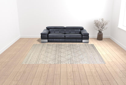 10 x 13 Ivory Tan & Gray Geometric Hand Knotted Rug