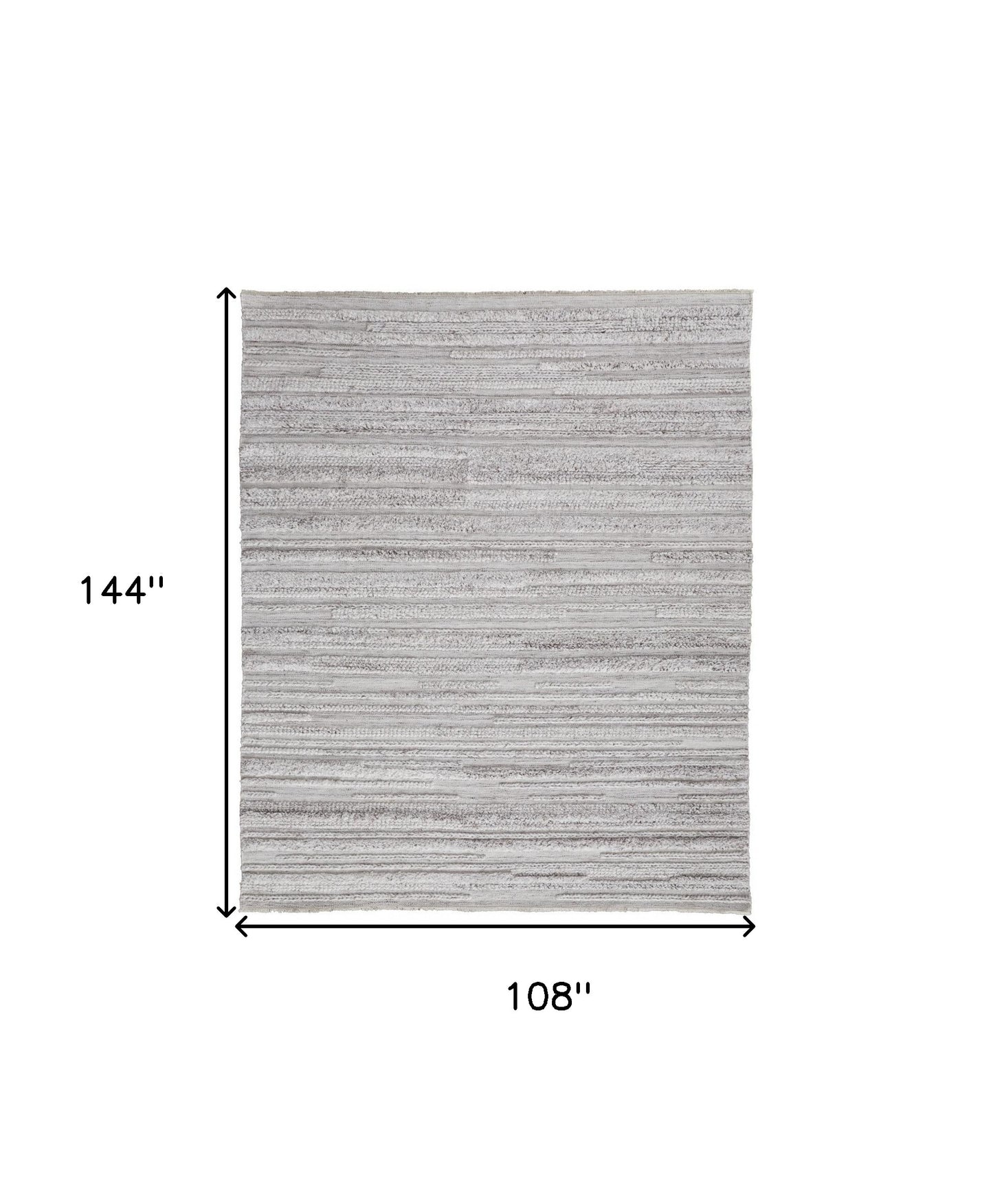 9 x 12 Ivory & Gray Striped Shag Hand Woven Rug