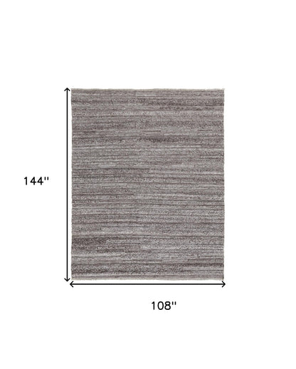 9 x 12 Gray & Ivory Striped Shag Hand Woven Rug
