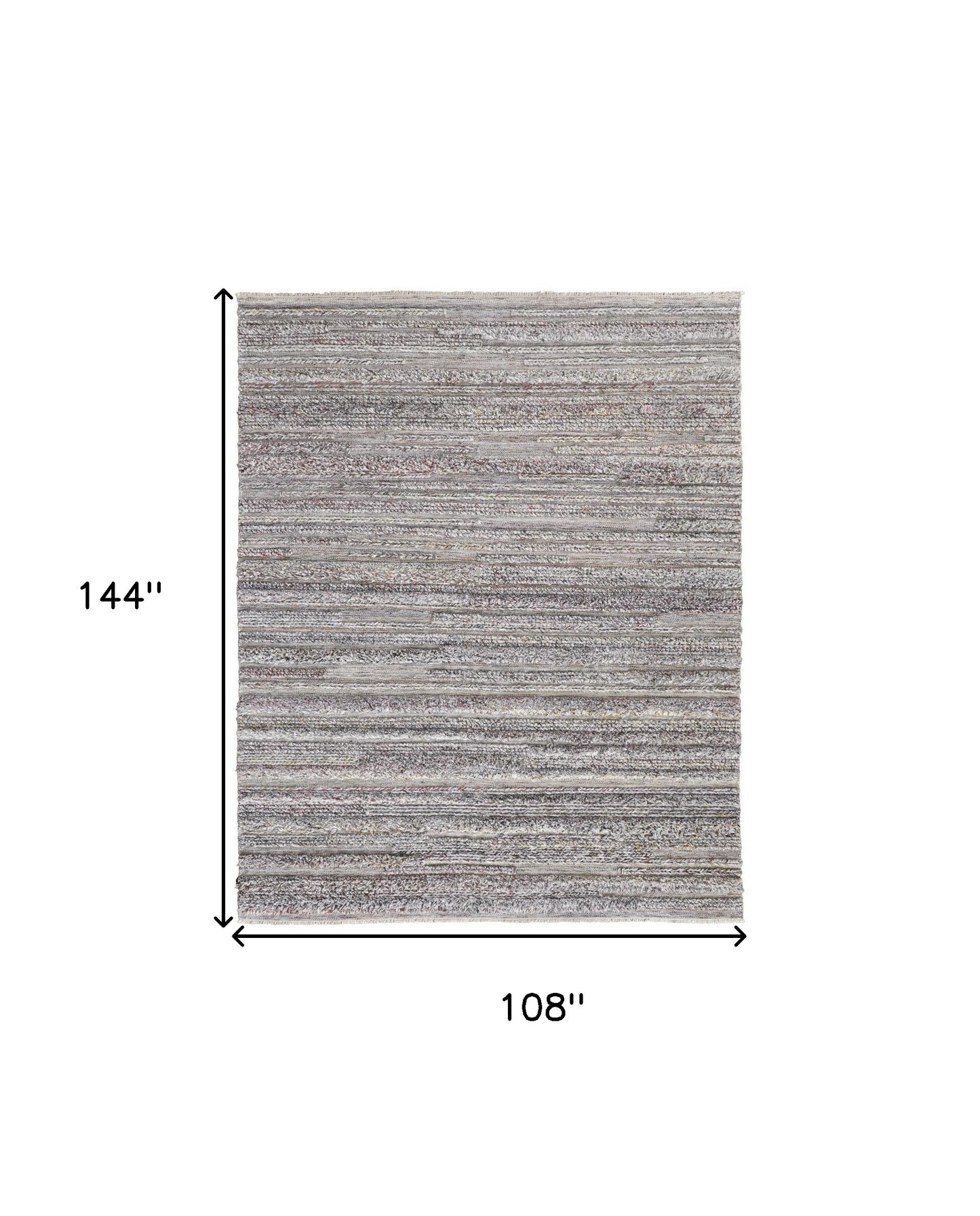 9 x 12 Taupe Ivory & Red Striped Hand Woven Stain Resistant Rug