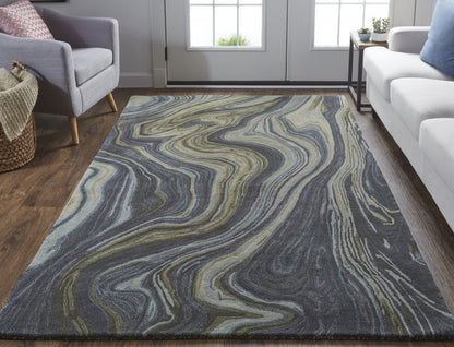 4 x 6 Blue & Green Hand Tufted Rug