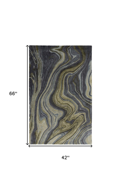 4 x 6 Blue & Green Hand Tufted Rug