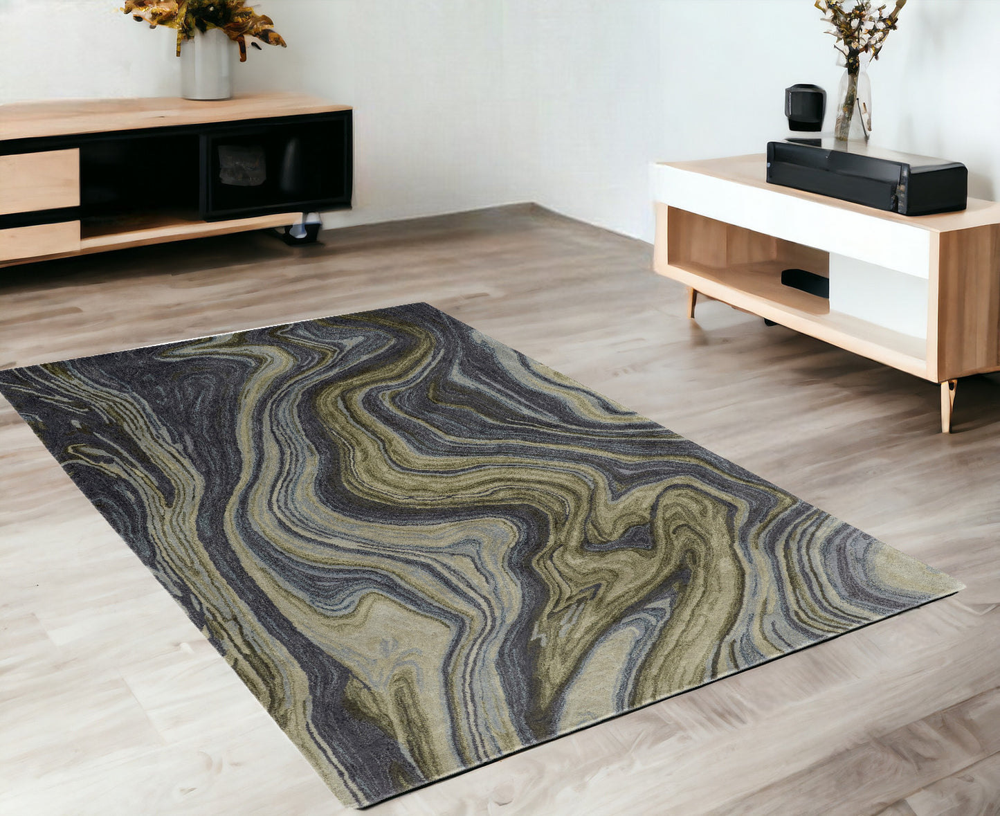 4 x 6 Blue & Green Hand Tufted Rug