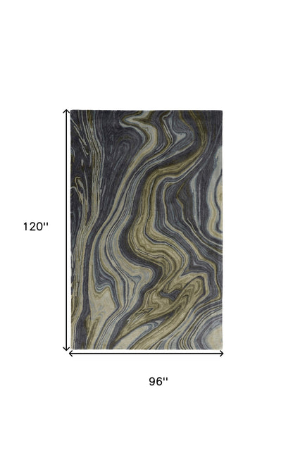 8 x 10 Blue & Green Hand Tufted Rug