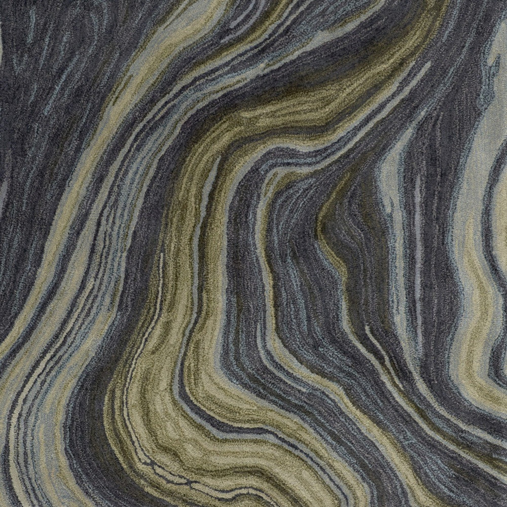 9 x 12 Blue & Green Hand Tufted Rug