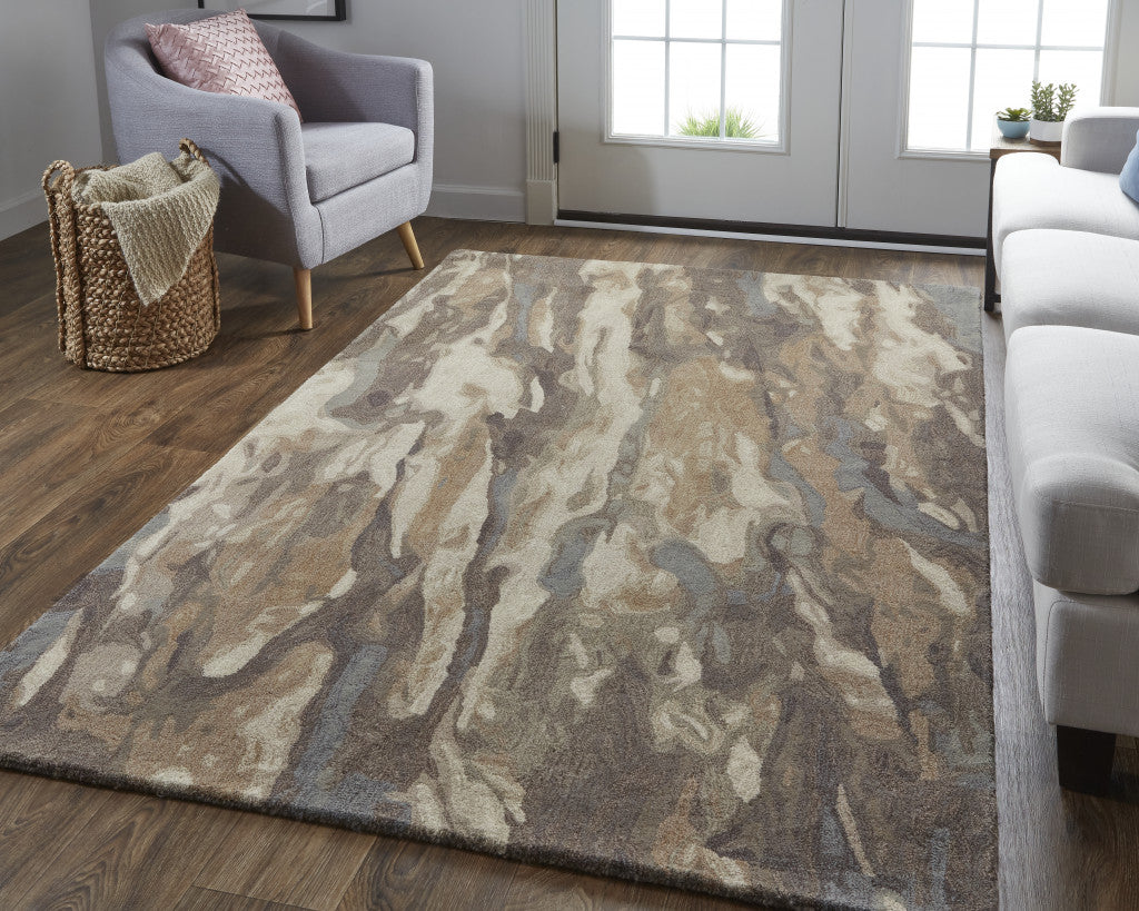 4 x 6 Green & Ivory Wool Hand Tufted Rug