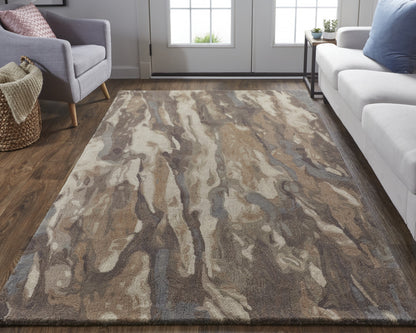 4 x 6 Green & Ivory Wool Hand Tufted Rug