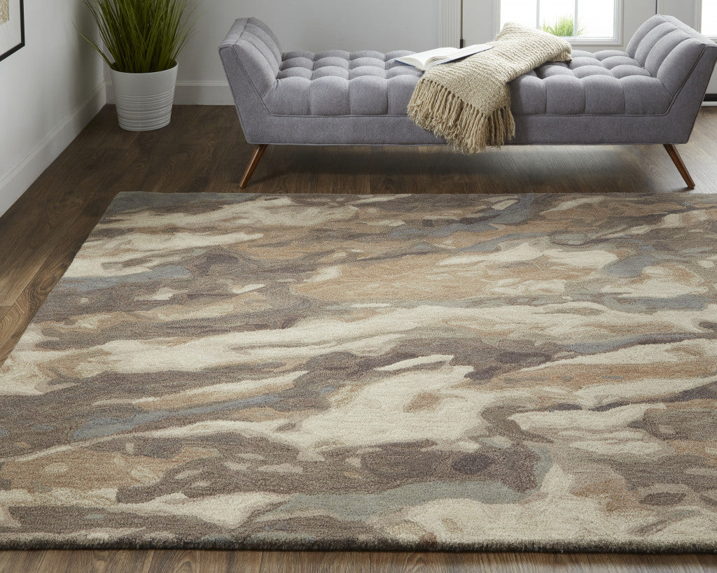 4 x 6 Green & Ivory Wool Hand Tufted Rug