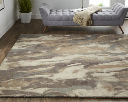 9 x 12 Green & Ivory Wool Hand Tufted Rug