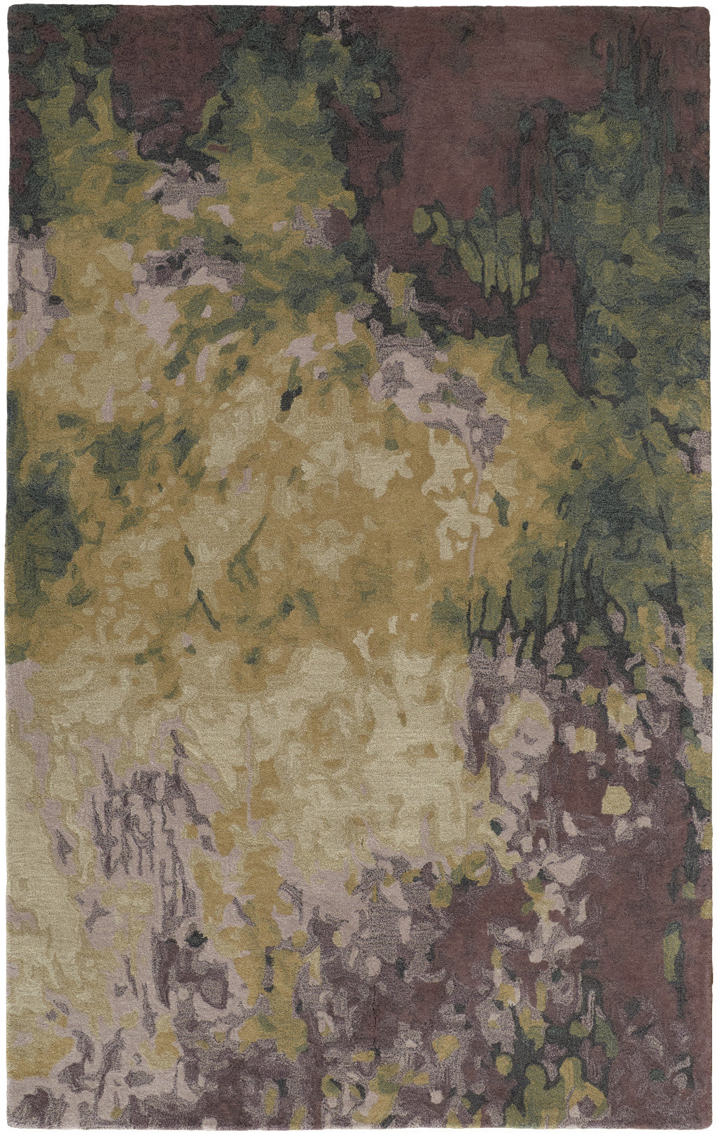 8 x 10 Gold Purple & Green Wool Tufted Handmade Stain Resistant Rug