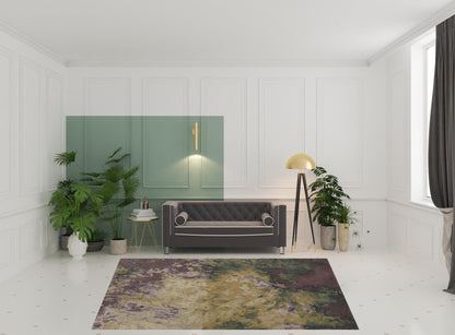 8 x 10 Gold Purple & Green Wool Tufted Handmade Stain Resistant Rug